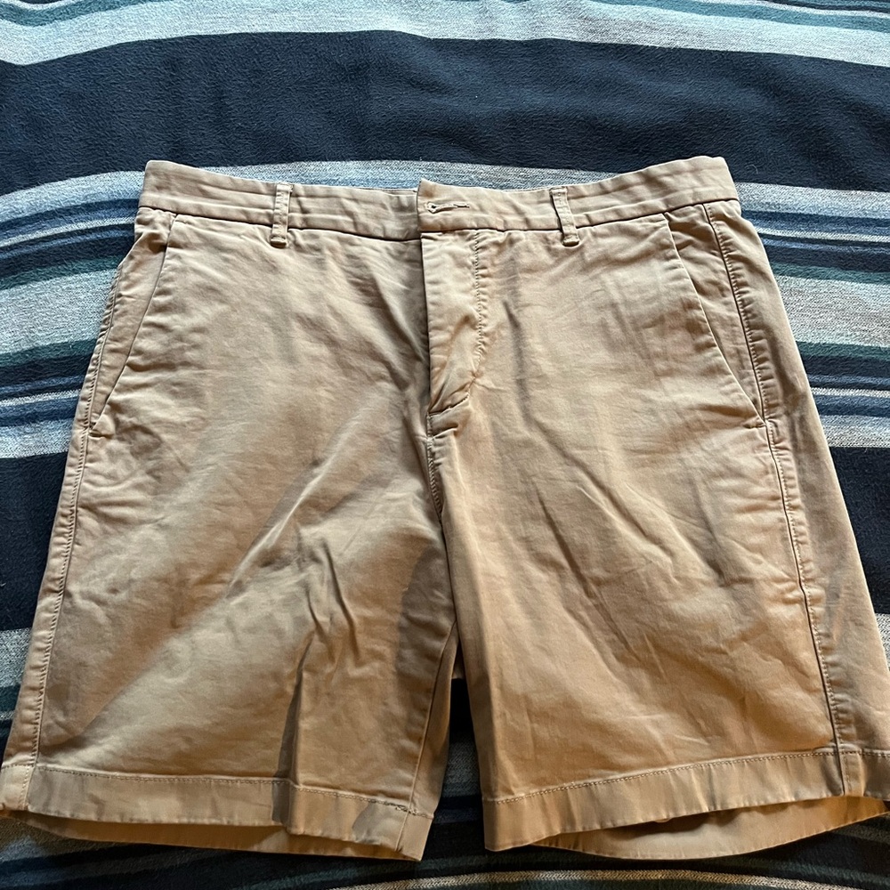 Everlane Tan Flat Front Shorts Classic Cotton Twill